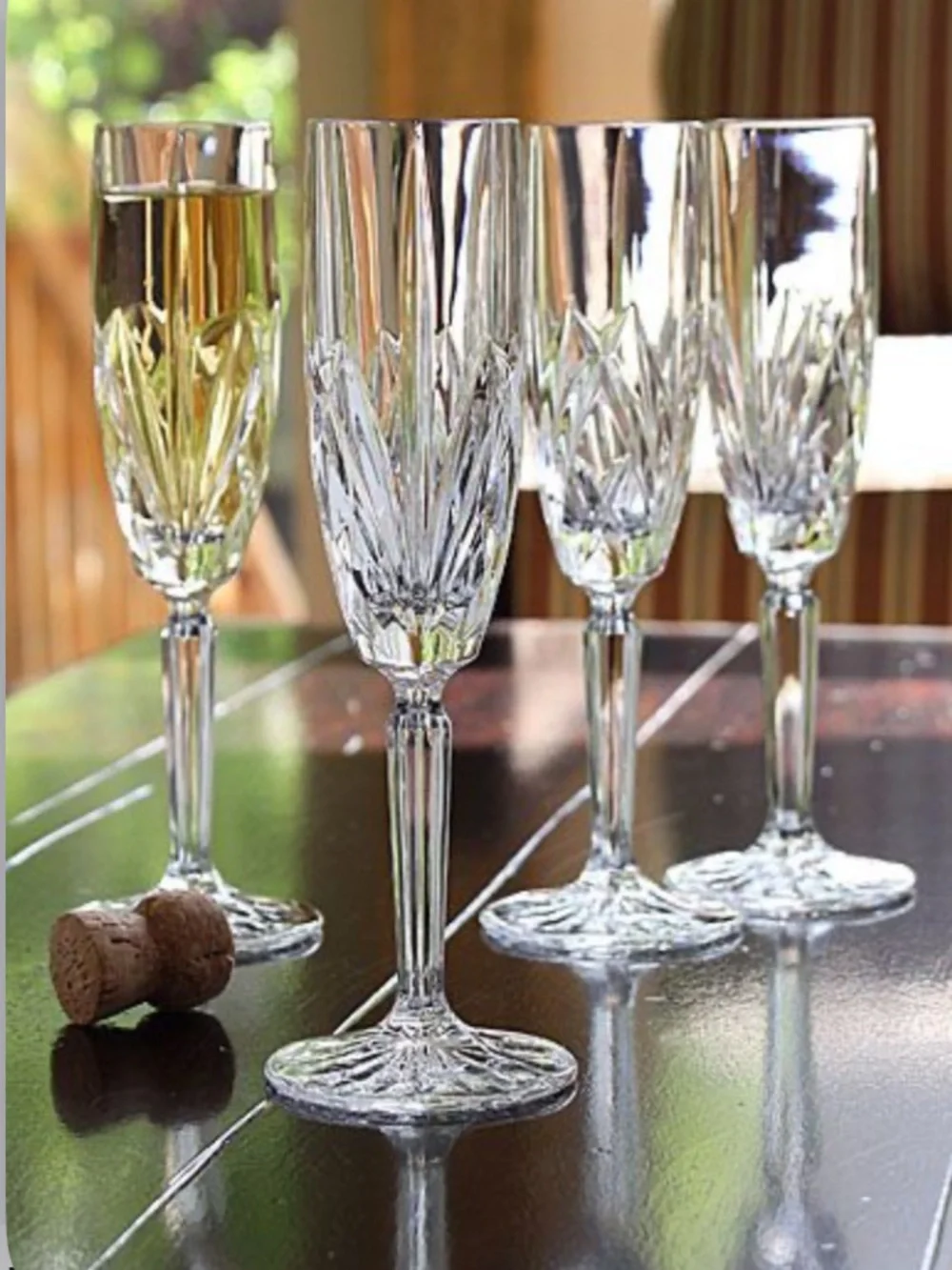 Marquis By Waterford Set of 7 Cut Crystal Champagne Flutes